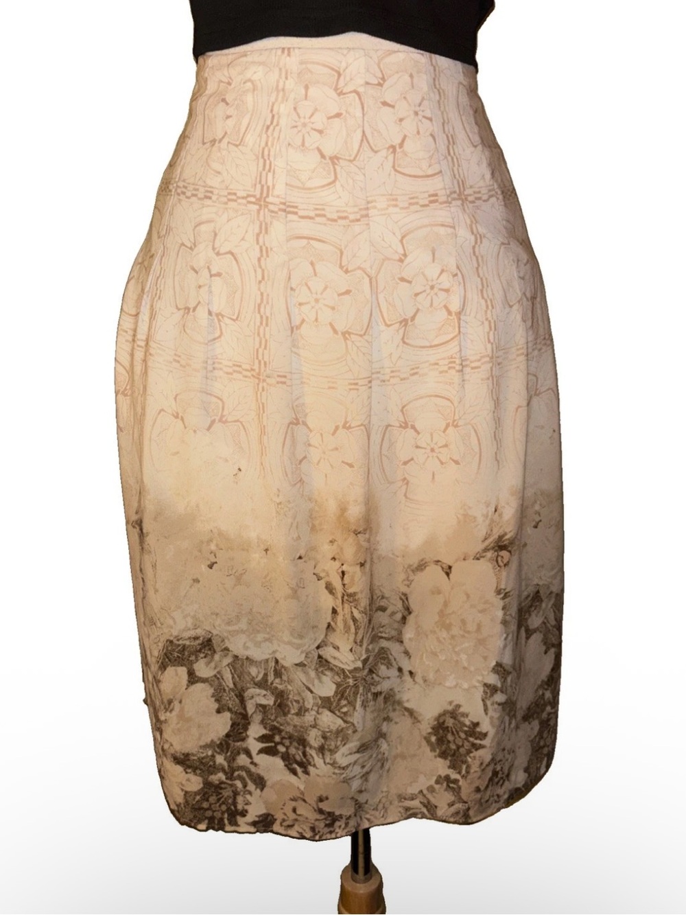 Apostrophe Cream and Brown Floral Ombre Skirt